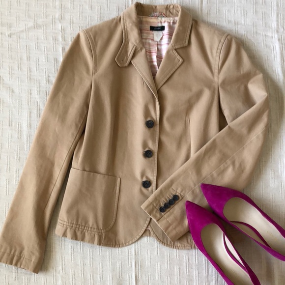 J. Crew Jackets & Blazers - J Crew Herringbone Khaki Blazer Vintage